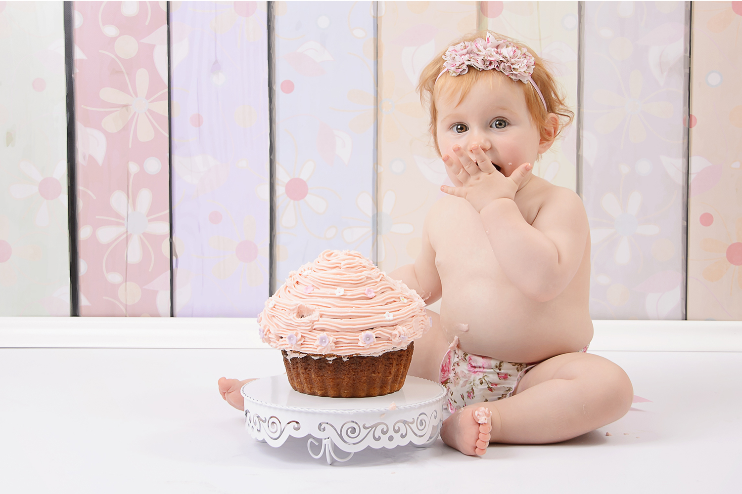 Newborn Baby Girl in Wreath 