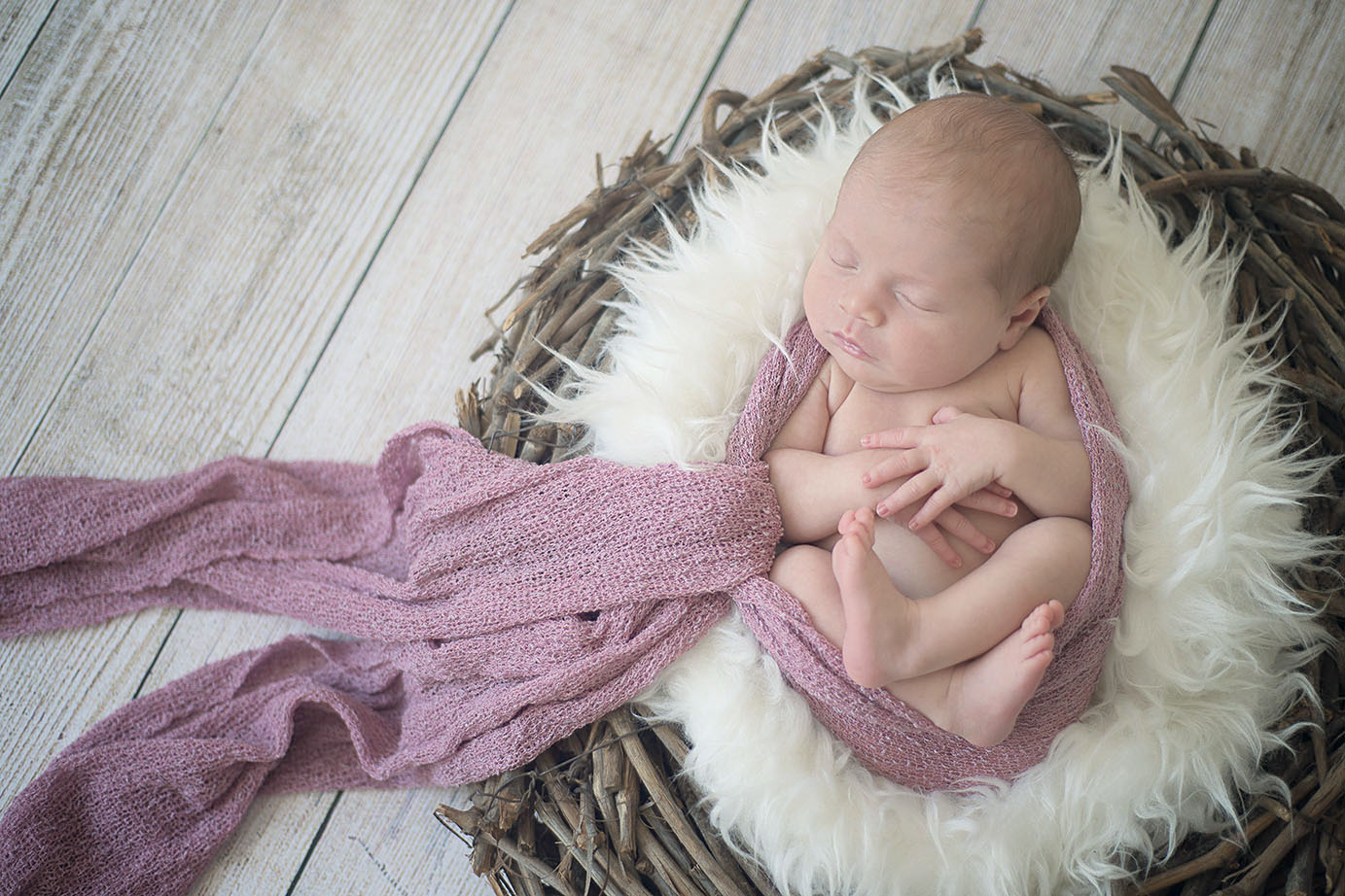 Newborn Baby Girl in Wreath 